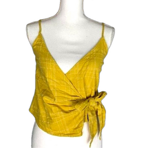 Harper Heritage Plaid Yellow Self Tie Wrap Tank Small